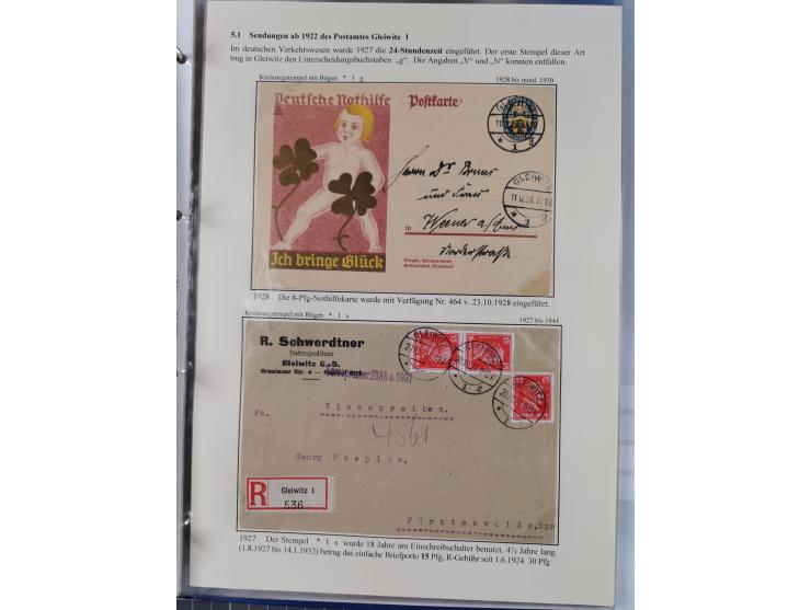 GLEIWITZ: 1817/1950 (ca.), ausstellungsmäßig aufgezogene Sammlung mit reichhaltig zusätzlichem Material, überschlägig rund 35