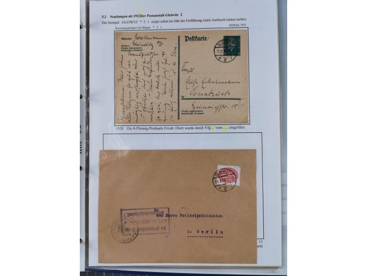 GLEIWITZ: 1817/1950 (ca.), ausstellungsmäßig aufgezogene Sammlung mit reichhaltig zusätzlichem Material, überschlägig rund 35