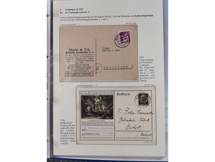 GLEIWITZ: 1817/1950 (ca.), ausstellungsmäßig aufgezogene Sammlung mit reichhaltig zusätzlichem Material, überschlägig rund 35