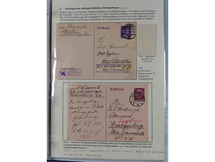 GLEIWITZ: 1817/1950 (ca.), ausstellungsmäßig aufgezogene Sammlung mit reichhaltig zusätzlichem Material, überschlägig rund 35