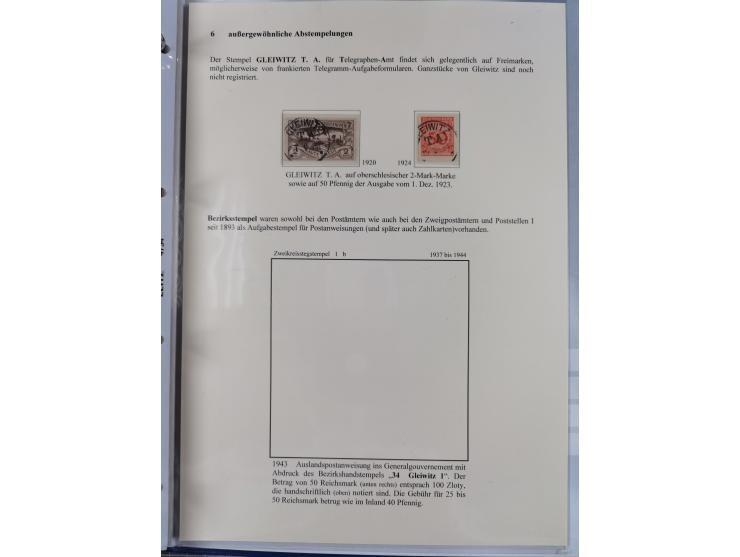GLEIWITZ: 1817/1950 (ca.), ausstellungsmäßig aufgezogene Sammlung mit reichhaltig zusätzlichem Material, überschlägig rund 35