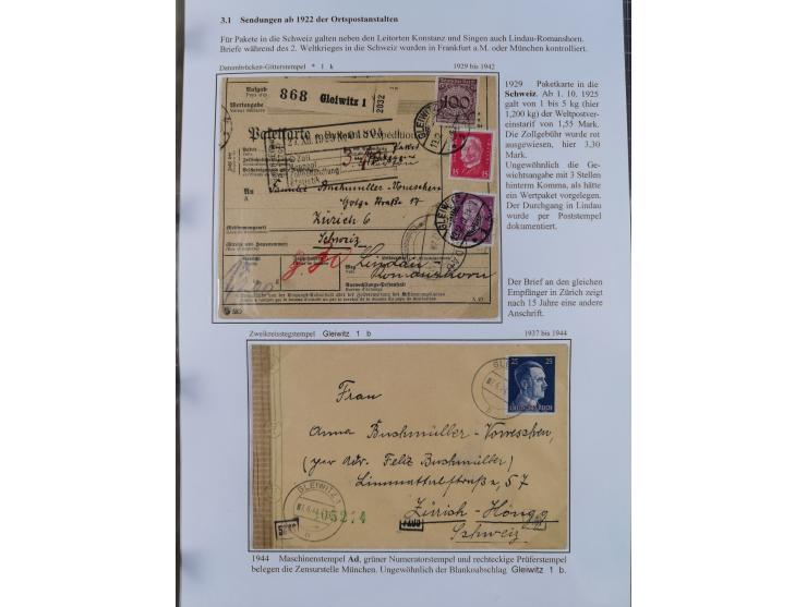 GLEIWITZ: 1817/1950 (ca.), ausstellungsmäßig aufgezogene Sammlung mit reichhaltig zusätzlichem Material, überschlägig rund 35