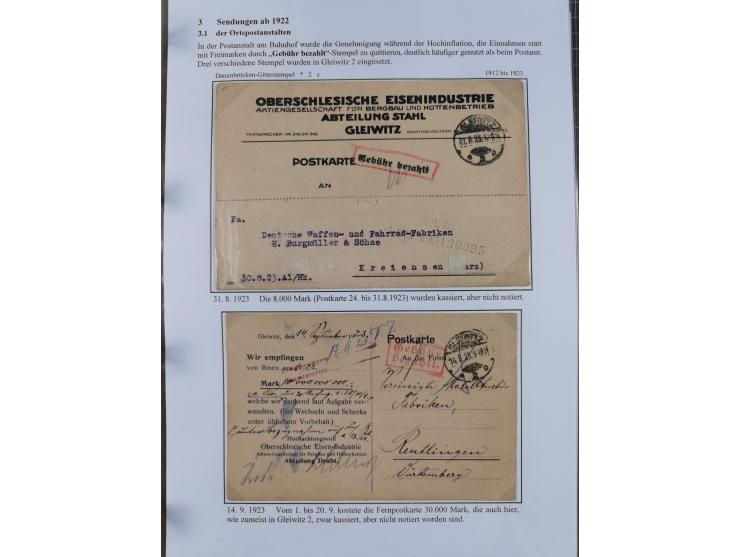 GLEIWITZ: 1817/1950 (ca.), ausstellungsmäßig aufgezogene Sammlung mit reichhaltig zusätzlichem Material, überschlägig rund 35