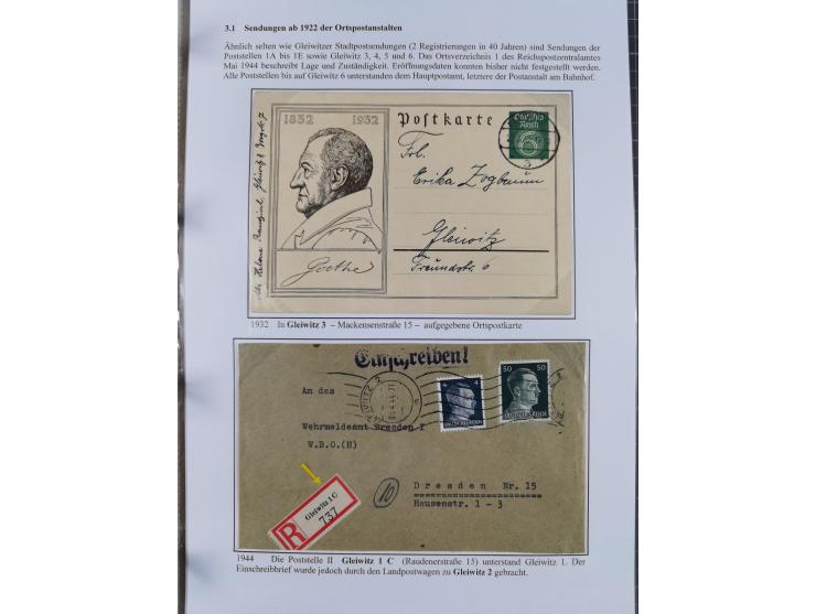 GLEIWITZ: 1817/1950 (ca.), ausstellungsmäßig aufgezogene Sammlung mit reichhaltig zusätzlichem Material, überschlägig rund 35