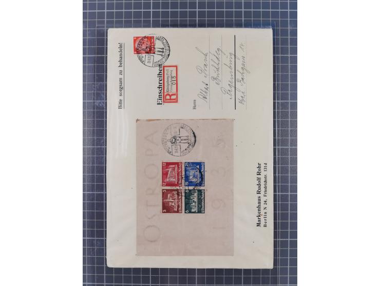 1935, Ostropa Briefmarken-Ausstellung, kleine Partie mit 11 Briefen und Karten, dabei u.a. Mi.Nr. Bl. 3 mit Zufrankatur auf e