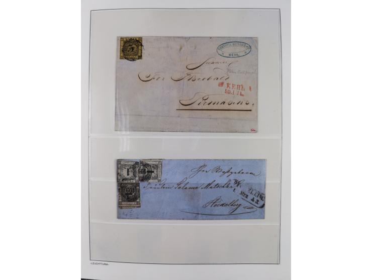 Baden bis Württemberg, reichhaltige 3-bändige Sammlung, ungebraucht und gestempelt sowie mit zahlreichen Briefen. Dabei u.a. 