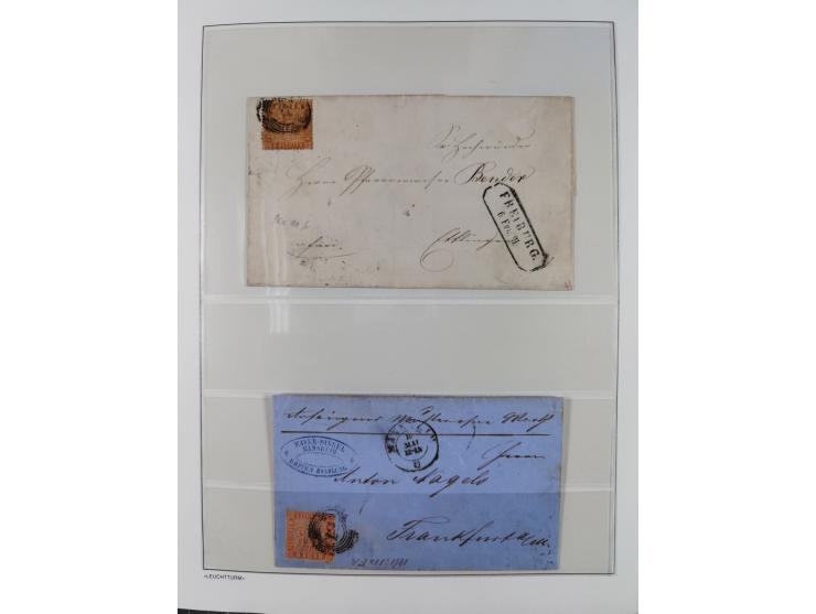 Baden bis Württemberg, reichhaltige 3-bändige Sammlung, ungebraucht und gestempelt sowie mit zahlreichen Briefen. Dabei u.a. 