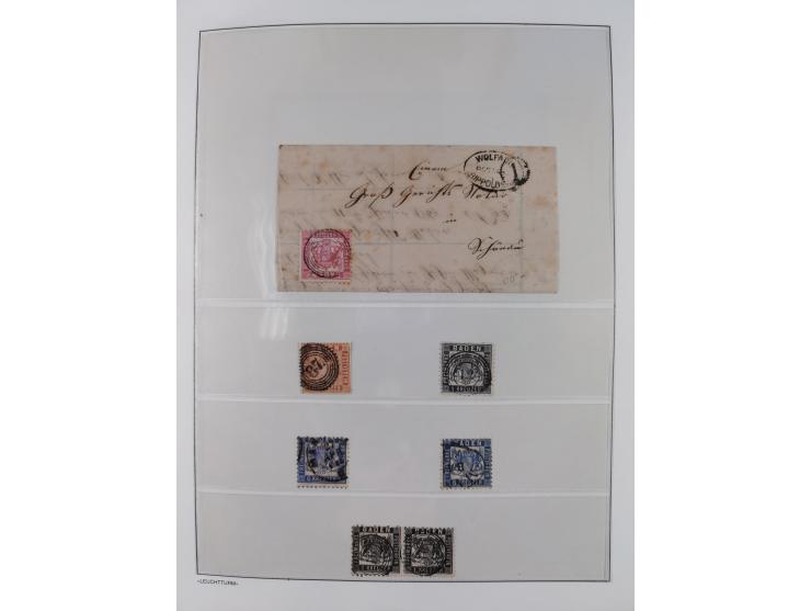 Baden bis Württemberg, reichhaltige 3-bändige Sammlung, ungebraucht und gestempelt sowie mit zahlreichen Briefen. Dabei u.a. 