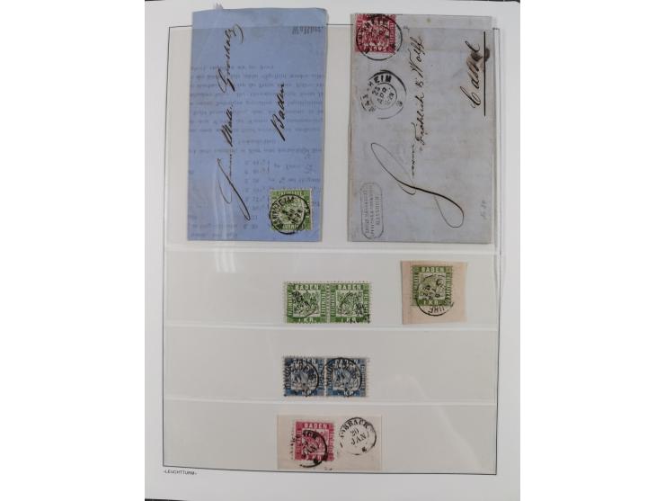 Baden bis Württemberg, reichhaltige 3-bändige Sammlung, ungebraucht und gestempelt sowie mit zahlreichen Briefen. Dabei u.a. 