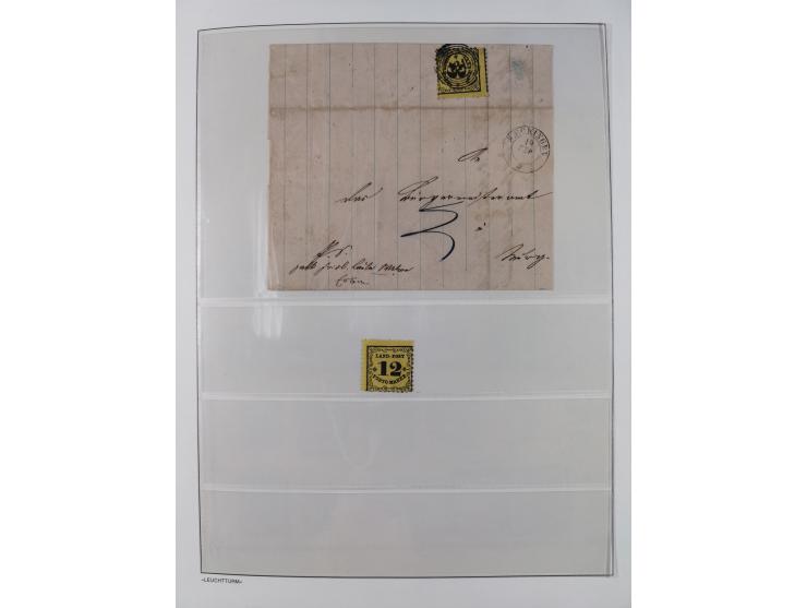 Baden bis Württemberg, reichhaltige 3-bändige Sammlung, ungebraucht und gestempelt sowie mit zahlreichen Briefen. Dabei u.a. 