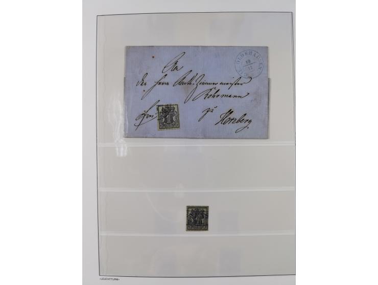 Baden bis Württemberg, reichhaltige 3-bändige Sammlung, ungebraucht und gestempelt sowie mit zahlreichen Briefen. Dabei u.a. 