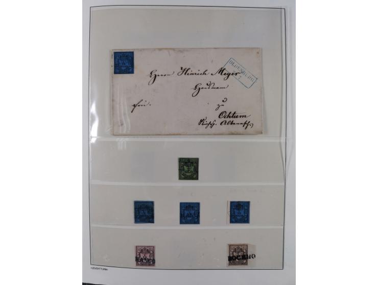 Baden bis Württemberg, reichhaltige 3-bändige Sammlung, ungebraucht und gestempelt sowie mit zahlreichen Briefen. Dabei u.a. 