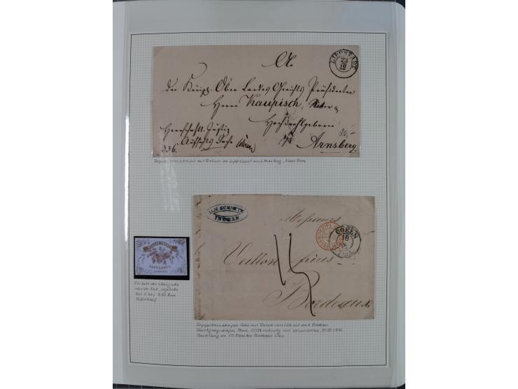 Baden bis Württemberg, reichhaltige 3-bändige Sammlung, ungebraucht und gestempelt sowie mit zahlreichen Briefen. Dabei u.a. 