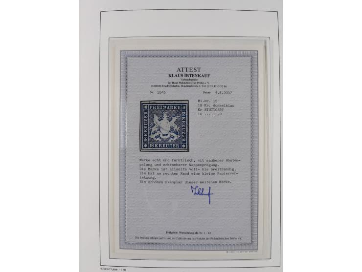 Baden bis Württemberg, reichhaltige 3-bändige Sammlung, ungebraucht und gestempelt sowie mit zahlreichen Briefen. Dabei u.a. 