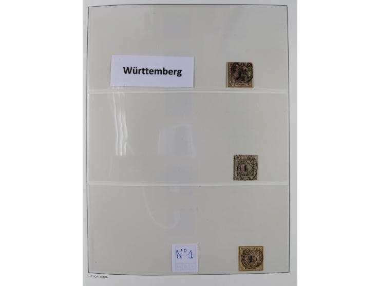 Baden bis Württemberg, reichhaltige 3-bändige Sammlung, ungebraucht und gestempelt sowie mit zahlreichen Briefen. Dabei u.a. 