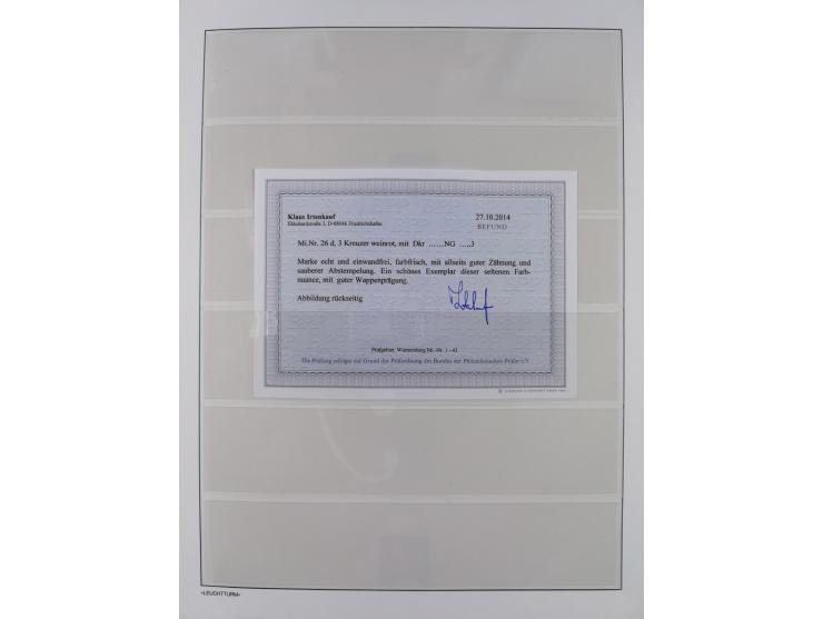 Baden bis Württemberg, reichhaltige 3-bändige Sammlung, ungebraucht und gestempelt sowie mit zahlreichen Briefen. Dabei u.a. 