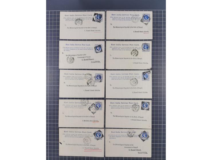 1890/91, 38 postcards ¼ a. with pre-print of the meterological office