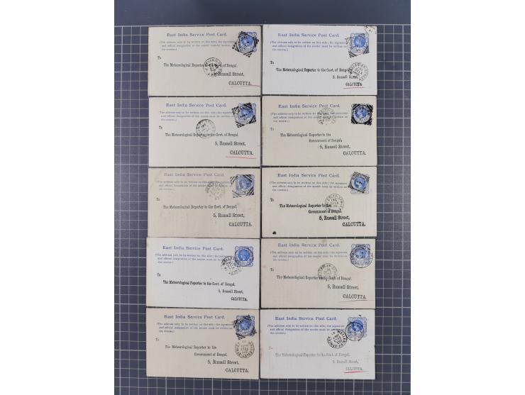 1890/91, 38 postcards ¼ a. with pre-print of the meterological office