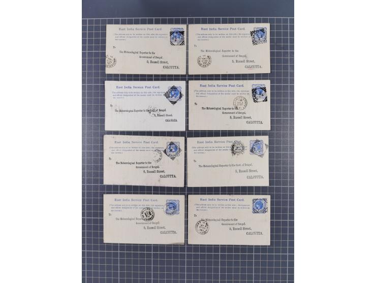 1890/91, 38 postcards ¼ a. with pre-print of the meterological office