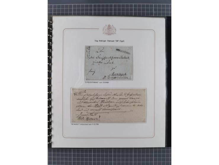 1569/1843 (ca.), aufgezogene Sammlung mit rund 150 Vorphila Briefen sowie einigen Dokumenten, Reisescheinen, etc., dabei blau