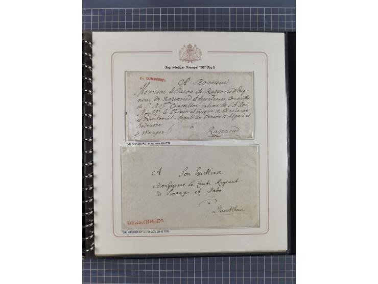 1569/1843 (ca.), aufgezogene Sammlung mit rund 150 Vorphila Briefen sowie einigen Dokumenten, Reisescheinen, etc., dabei blau