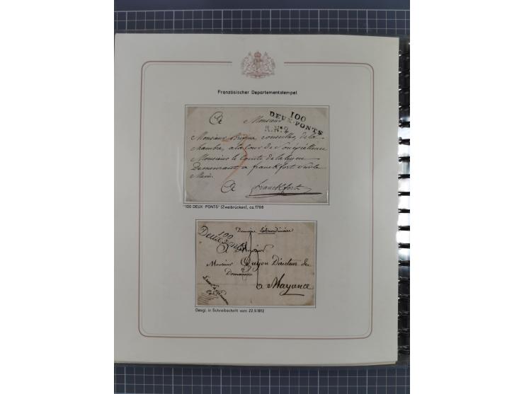 1569/1843 (ca.), aufgezogene Sammlung mit rund 150 Vorphila Briefen sowie einigen Dokumenten, Reisescheinen, etc., dabei blau