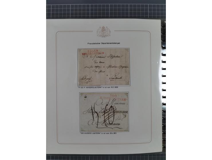 1569/1843 (ca.), aufgezogene Sammlung mit rund 150 Vorphila Briefen sowie einigen Dokumenten, Reisescheinen, etc., dabei blau