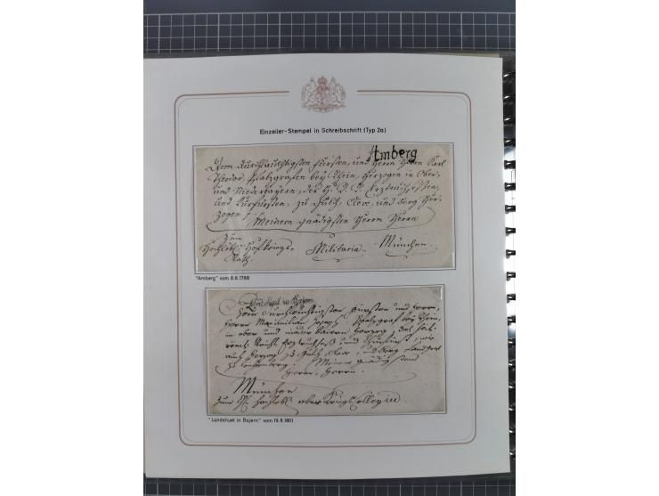 1569/1843 (ca.), aufgezogene Sammlung mit rund 150 Vorphila Briefen sowie einigen Dokumenten, Reisescheinen, etc., dabei blau