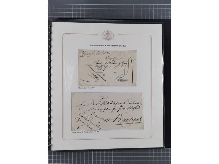 1569/1843 (ca.), aufgezogene Sammlung mit rund 150 Vorphila Briefen sowie einigen Dokumenten, Reisescheinen, etc., dabei blau