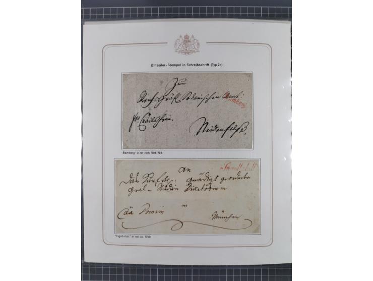 1569/1843 (ca.), aufgezogene Sammlung mit rund 150 Vorphila Briefen sowie einigen Dokumenten, Reisescheinen, etc., dabei blau