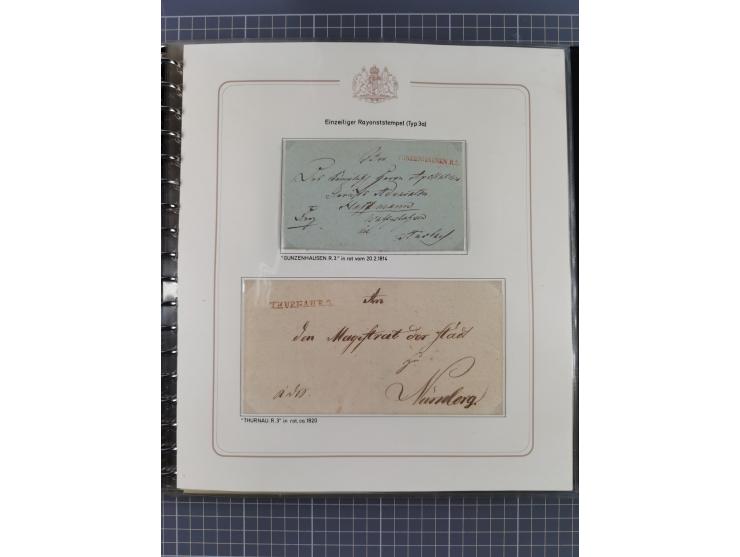 1569/1843 (ca.), aufgezogene Sammlung mit rund 150 Vorphila Briefen sowie einigen Dokumenten, Reisescheinen, etc., dabei blau