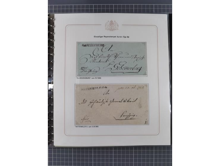 1569/1843 (ca.), aufgezogene Sammlung mit rund 150 Vorphila Briefen sowie einigen Dokumenten, Reisescheinen, etc., dabei blau