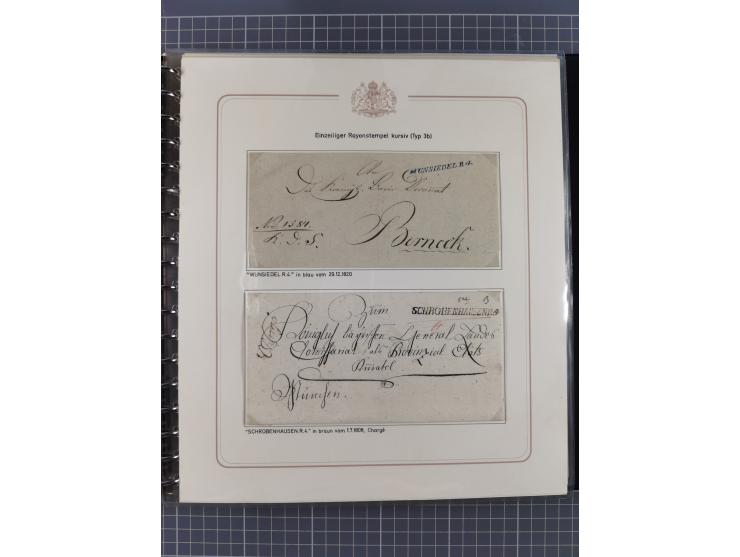 1569/1843 (ca.), aufgezogene Sammlung mit rund 150 Vorphila Briefen sowie einigen Dokumenten, Reisescheinen, etc., dabei blau