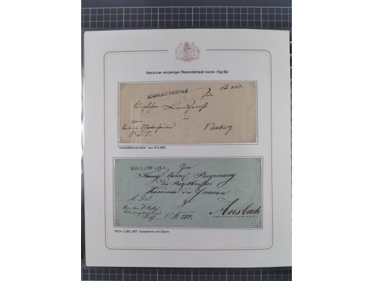 1569/1843 (ca.), aufgezogene Sammlung mit rund 150 Vorphila Briefen sowie einigen Dokumenten, Reisescheinen, etc., dabei blau