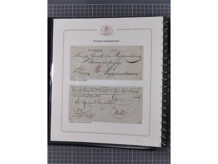 1569/1843 (ca.), aufgezogene Sammlung mit rund 150 Vorphila Briefen sowie einigen Dokumenten, Reisescheinen, etc., dabei blau