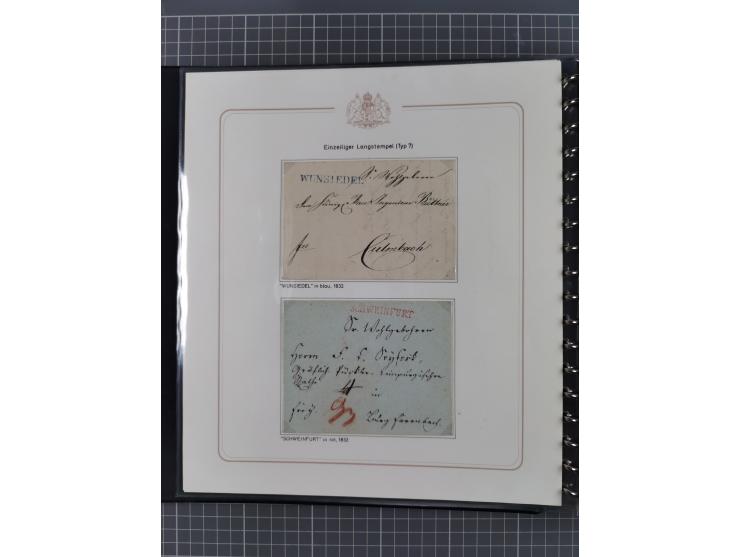 1569/1843 (ca.), aufgezogene Sammlung mit rund 150 Vorphila Briefen sowie einigen Dokumenten, Reisescheinen, etc., dabei blau