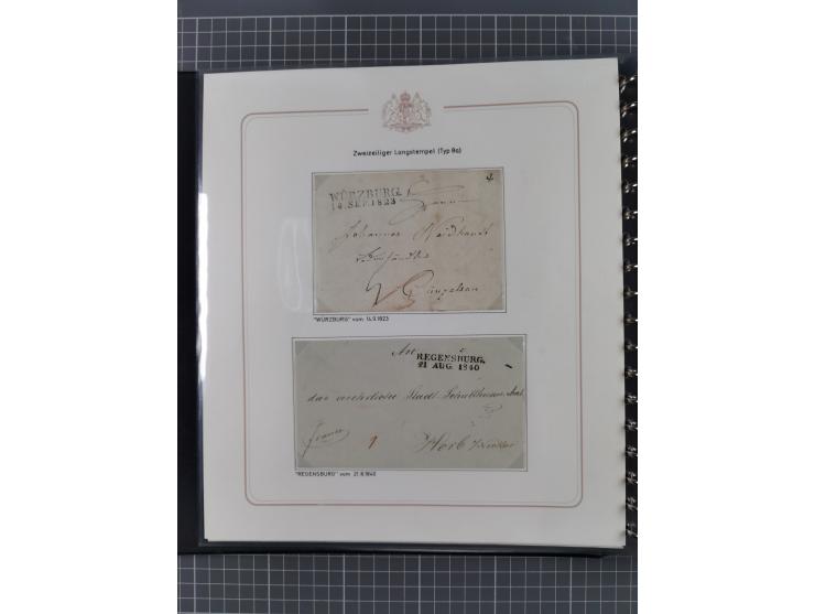 1569/1843 (ca.), aufgezogene Sammlung mit rund 150 Vorphila Briefen sowie einigen Dokumenten, Reisescheinen, etc., dabei blau