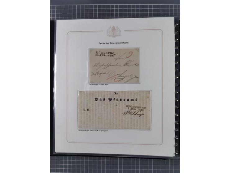 1569/1843 (ca.), aufgezogene Sammlung mit rund 150 Vorphila Briefen sowie einigen Dokumenten, Reisescheinen, etc., dabei blau