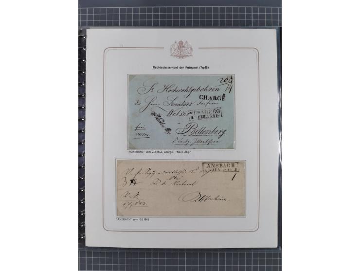 1569/1843 (ca.), aufgezogene Sammlung mit rund 150 Vorphila Briefen sowie einigen Dokumenten, Reisescheinen, etc., dabei blau