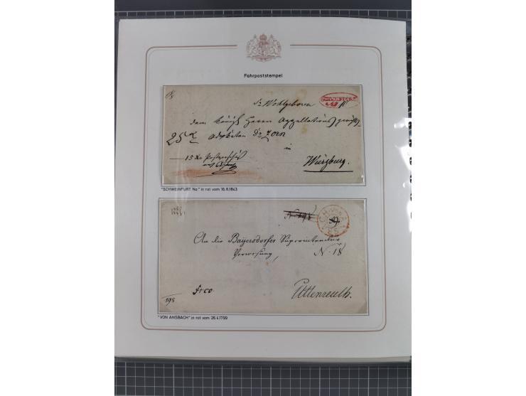 1569/1843 (ca.), aufgezogene Sammlung mit rund 150 Vorphila Briefen sowie einigen Dokumenten, Reisescheinen, etc., dabei blau