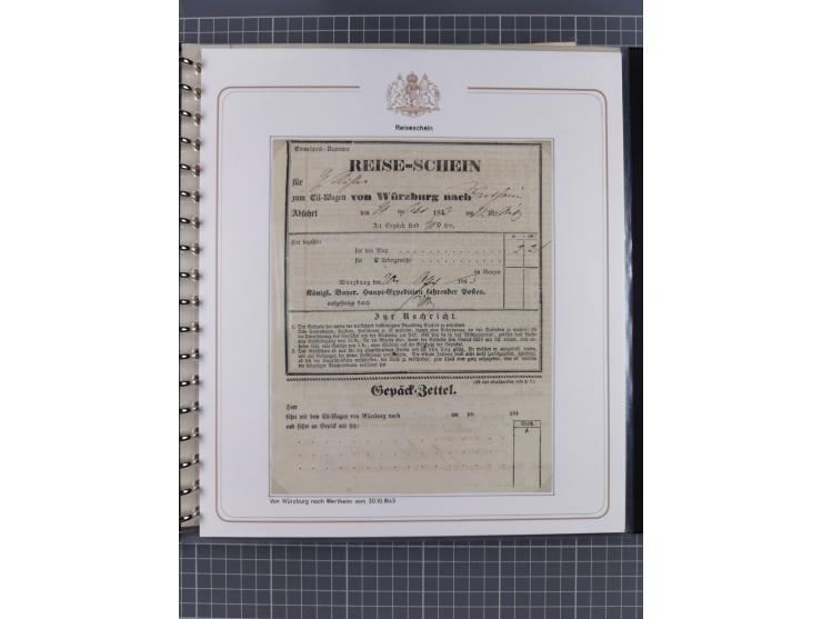 1569/1843 (ca.), aufgezogene Sammlung mit rund 150 Vorphila Briefen sowie einigen Dokumenten, Reisescheinen, etc., dabei blau