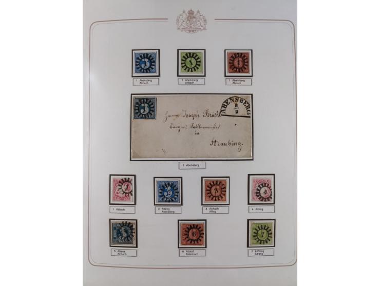 ABENSBERG bis ZWIESEL, 3-bändige Sammlung der geschlossenen Mühlradstempel mit weit über 600 Marken und Briefstücken und rund