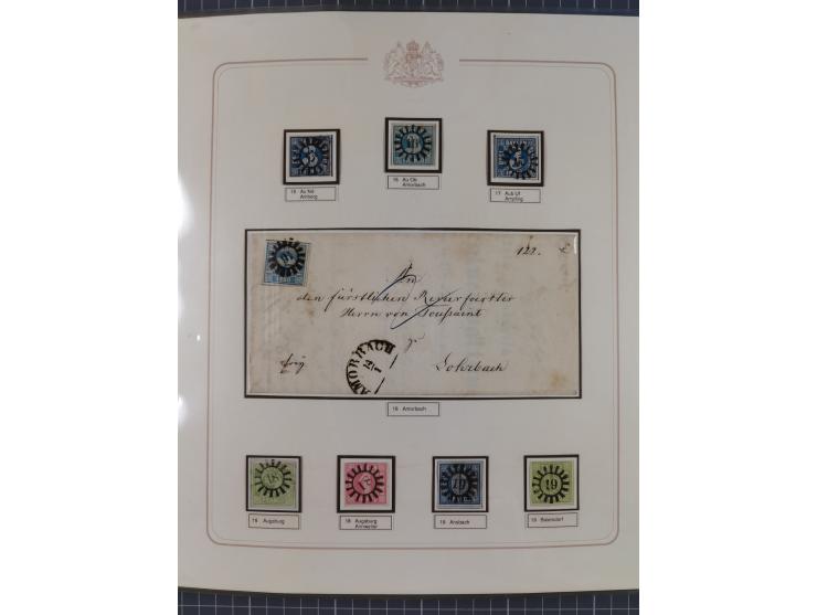 ABENSBERG bis ZWIESEL, 3-bändige Sammlung der geschlossenen Mühlradstempel mit weit über 600 Marken und Briefstücken und rund