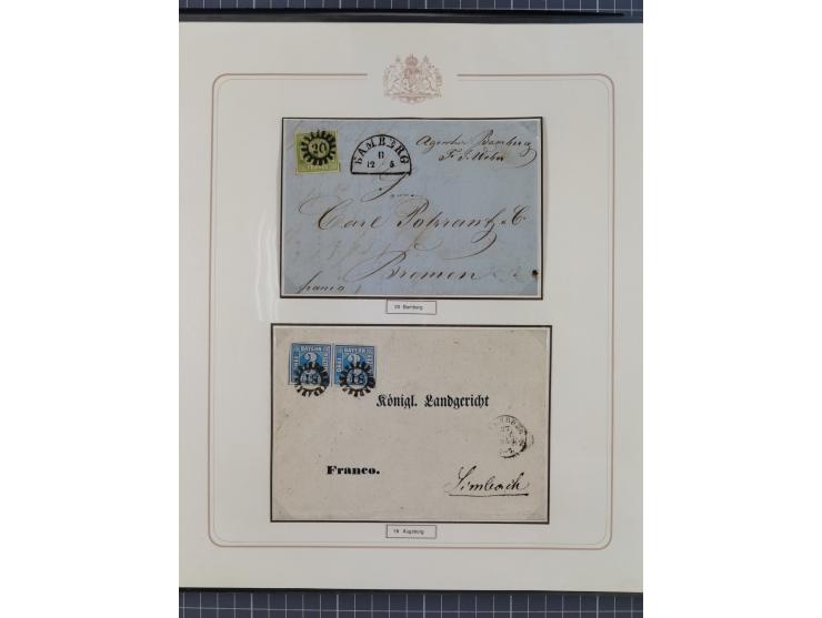 ABENSBERG bis ZWIESEL, 3-bändige Sammlung der geschlossenen Mühlradstempel mit weit über 600 Marken und Briefstücken und rund