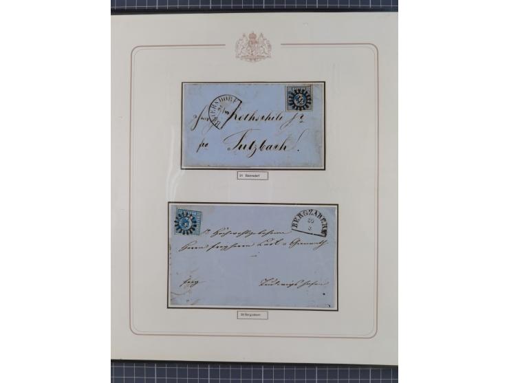 ABENSBERG bis ZWIESEL, 3-bändige Sammlung der geschlossenen Mühlradstempel mit weit über 600 Marken und Briefstücken und rund