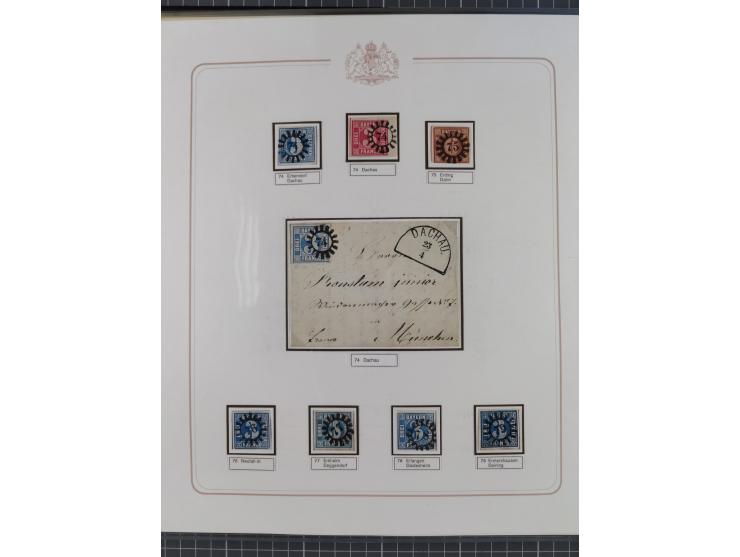 ABENSBERG bis ZWIESEL, 3-bändige Sammlung der geschlossenen Mühlradstempel mit weit über 600 Marken und Briefstücken und rund