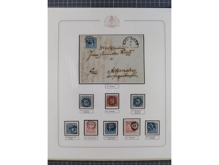 ABENSBERG bis ZWIESEL, 3-bändige Sammlung der geschlossenen Mühlradstempel mit weit über 600 Marken und Briefstücken und rund