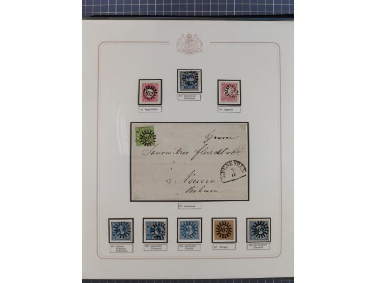 ABENSBERG bis ZWIESEL, 3-bändige Sammlung der geschlossenen Mühlradstempel mit weit über 600 Marken und Briefstücken und rund