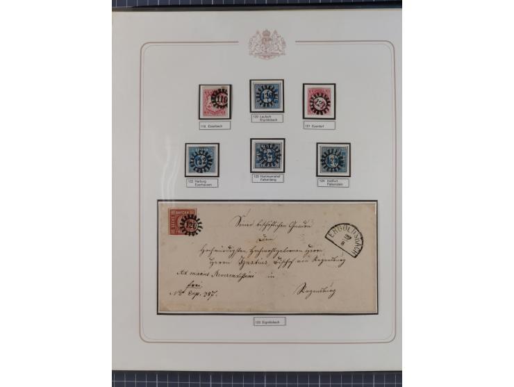 ABENSBERG bis ZWIESEL, 3-bändige Sammlung der geschlossenen Mühlradstempel mit weit über 600 Marken und Briefstücken und rund