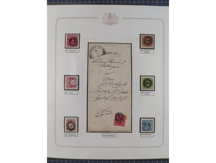 ABENSBERG bis ZWIESEL, 3-bändige Sammlung der geschlossenen Mühlradstempel mit weit über 600 Marken und Briefstücken und rund